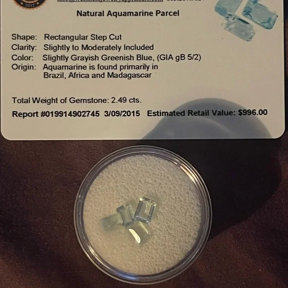 Natural Aquamarine Parcel (GIA gB 5/2) 2.49cts - Picture 4 of 4